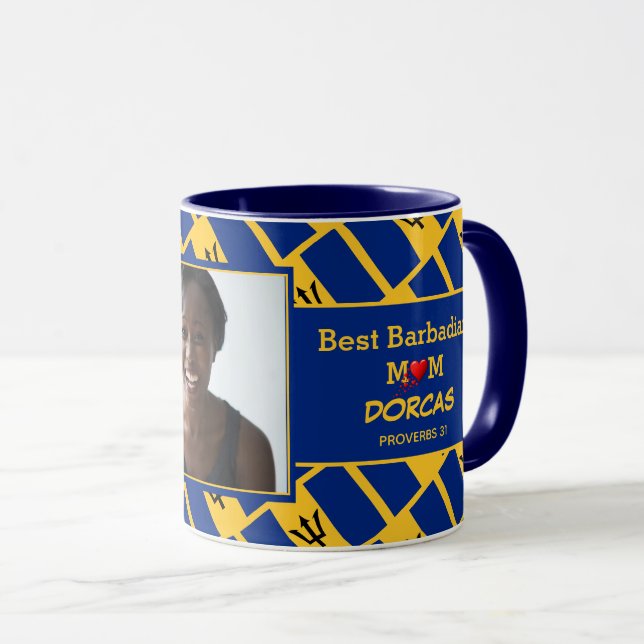 BEST BARBADIAN MUM Custom Barbados Flag Foto Tasse (VorderseiteRechts)