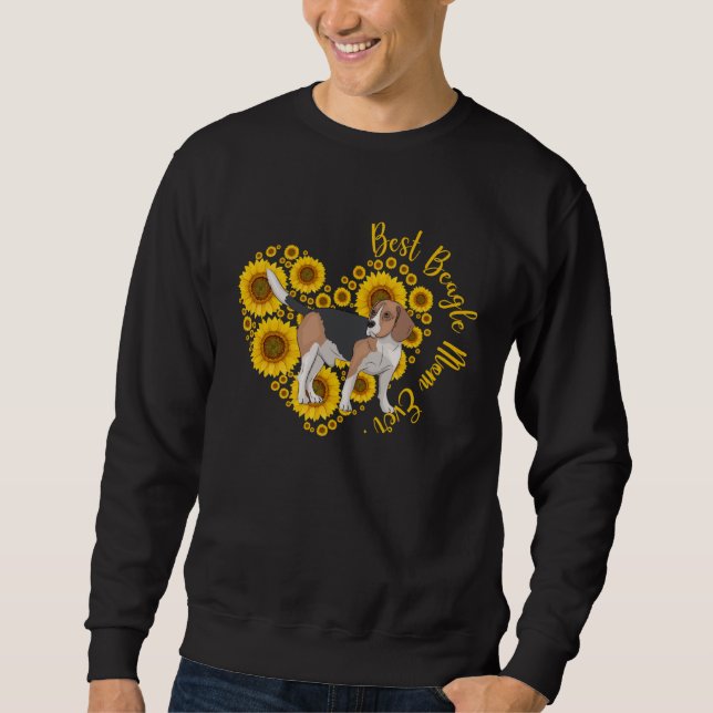 Best Beagle Mom Sunflower Heart  Mother s Day Sweatshirt (Vorderseite)