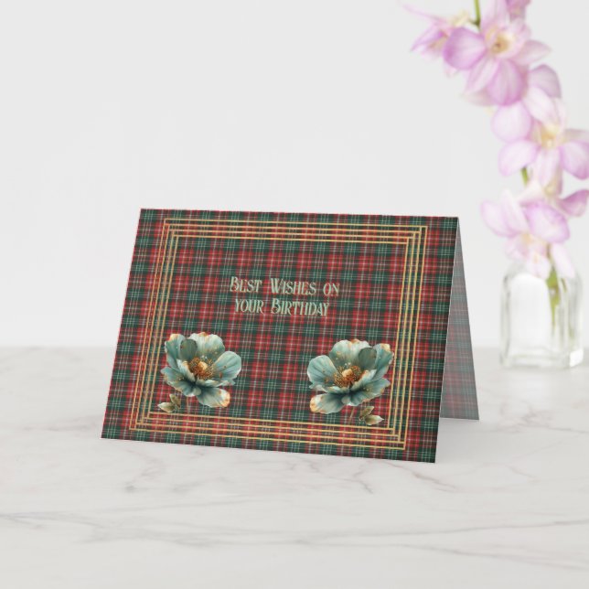 Best Birthday Wishes New Brunswick Tartan Karte (Orchidee)
