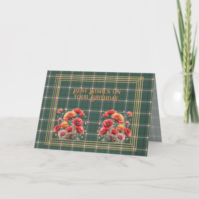 Best Birthday Wishes Province of Alberta Tartan Karte (Vorderseite)
