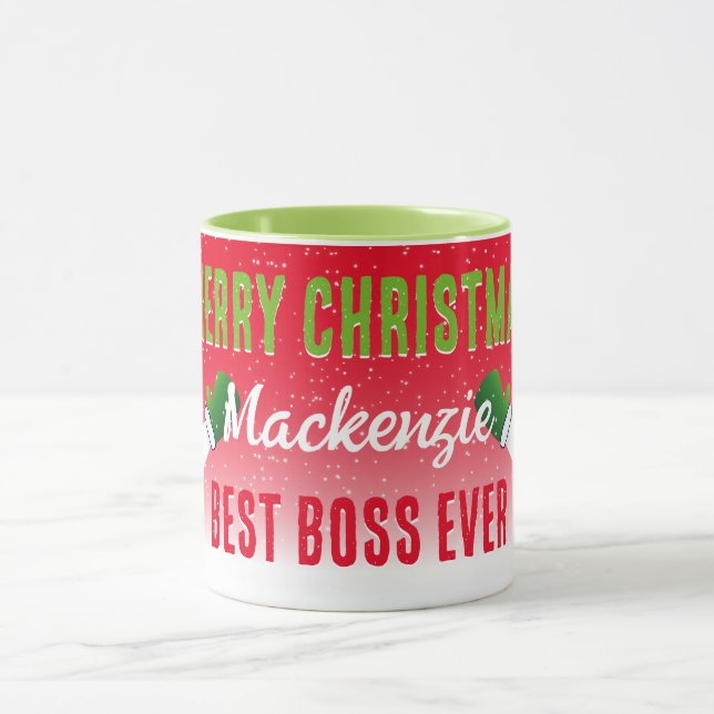 Best Boss Ever mit Snowman zu Weihnachten Tasse (Zentrum)