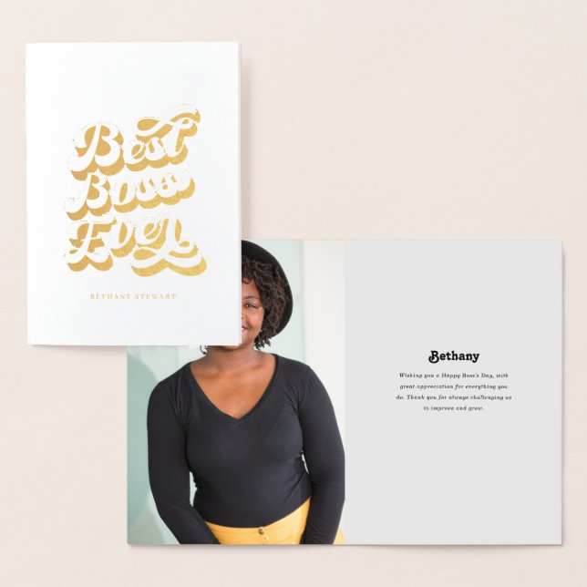 Best Boss je Custom Foto Gold Folienkarte (Anzeige)
