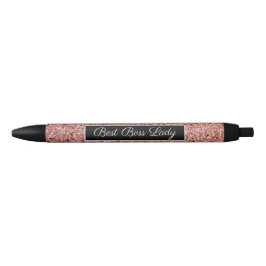 Best Boss Lady Rose Gold Imitate Glitzer Kugelschreiber