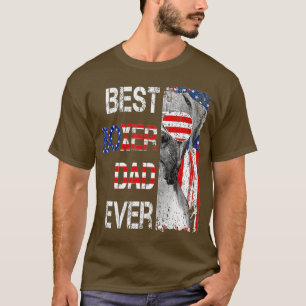 Best Boxer Dad Ever Dog Lover American Flag Father T-Shirt
