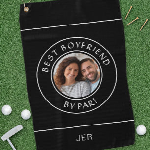 Best Boyfriend By Par Fun Foto Golfer Black Pro Golfhandtuch