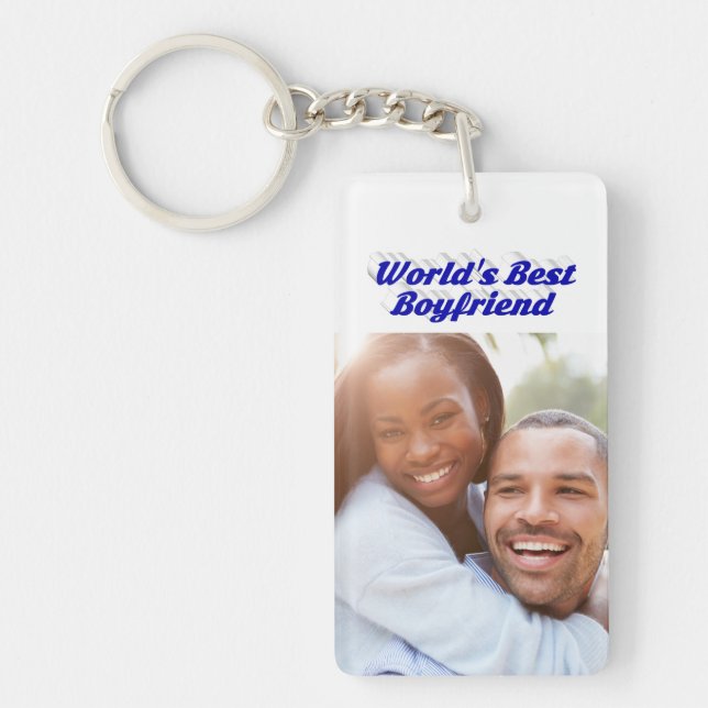 Best Boyfriend Foto blue 3D Text Schlüsselanhänger (Vorderseite)