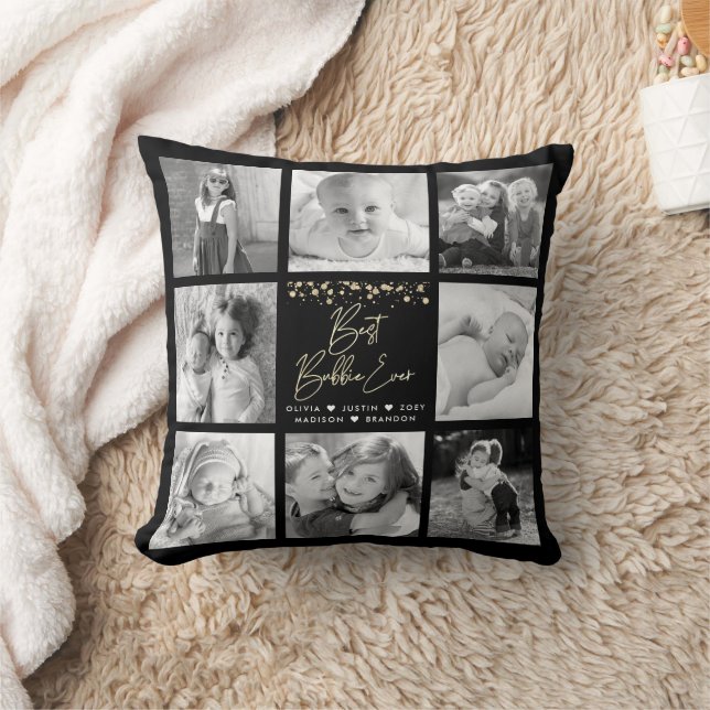 Best Bubbie Ever Gold Glitzer 8 Foto Collage Chic Kissen (Decke)
