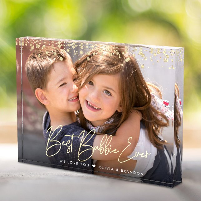 Best Bubbie Ever Gold Glitzer Script Individuelle  Fotoblock (Von Creator hochgeladen)