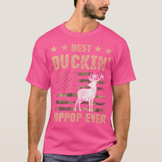 Best Buckin' Poppop je Apparel American Flag Cam T-Shirt