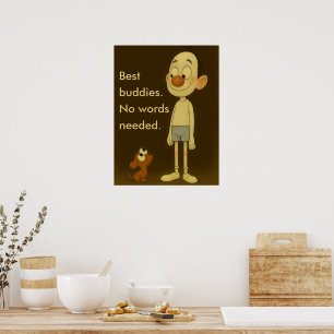 Best Buddies-Whimsical Cartoon Dog & Child Poster