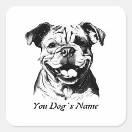 Best Buddy English Bulldog B&W Silohuette Quadratischer Aufkleber