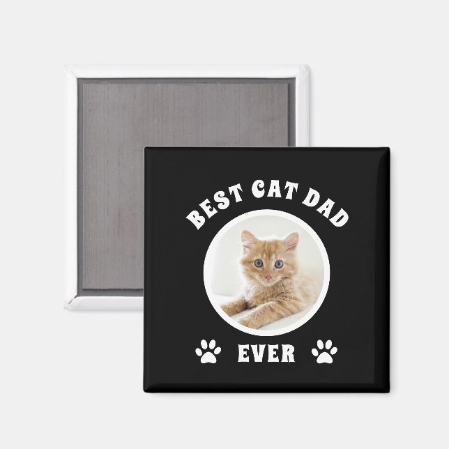 Best Cat Dad Ever Custom Photo Personalized Magnet (Vorderseite/Rückseite)