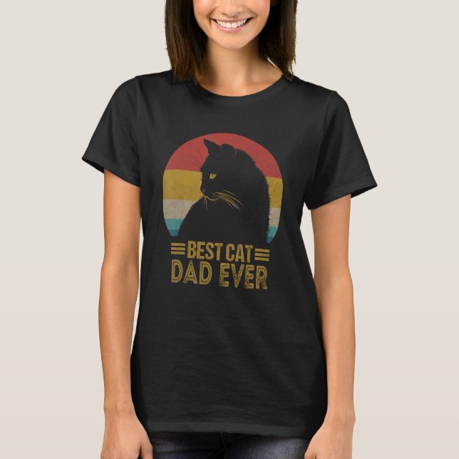 Best Cat Dad Ever Retro Sunset  Daddy Cat Father s T-Shirt (Vorderseite)