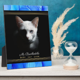 Best Cat Ever Blue Abstract Named Photo Template Fotoplatte