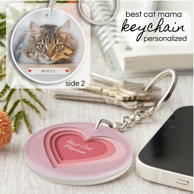 Best Cat Mama Custom Photo Heart (Créateur téléchargé)
