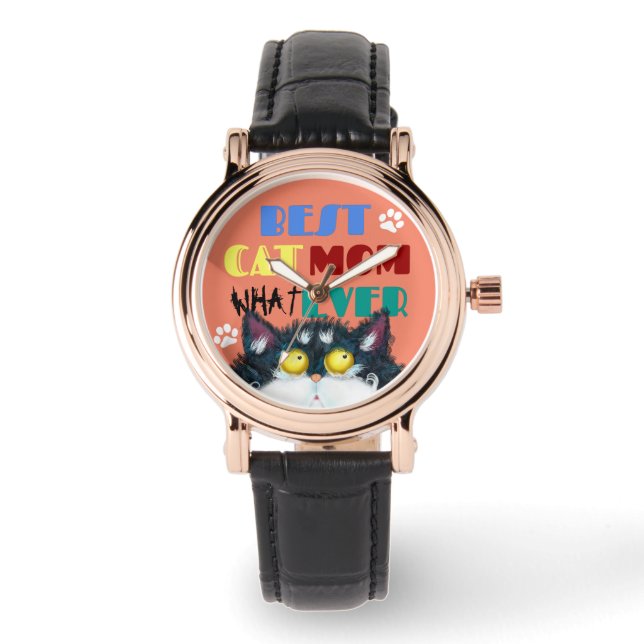 Best Cat Mama Ever grumpy Cat lustigen Cartoon Armbanduhr (Vorderseite)