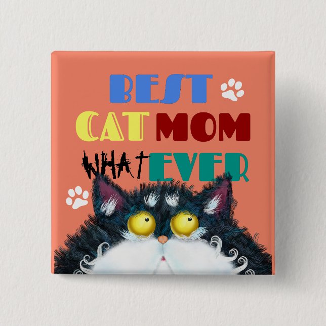 Best Cat Mama Ever grumpy Cat lustigen Cartoon Button (Vorderseite)