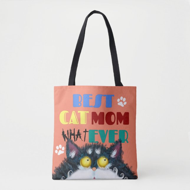 Best Cat Mama Ever grumpy Cat lustigen Cartoon Tasche (Vorderseite)