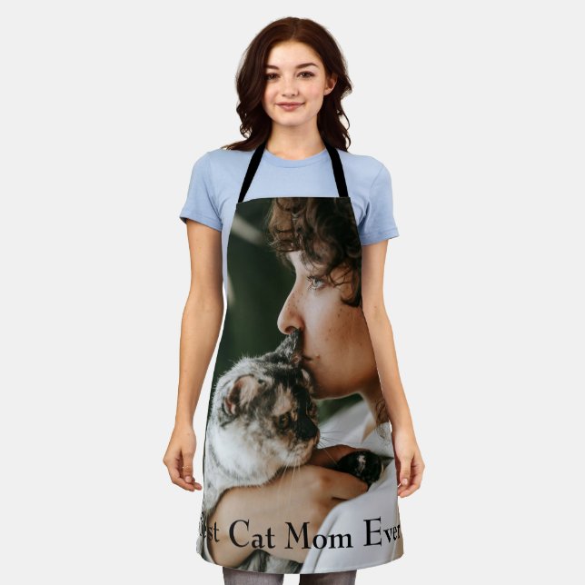 Best Cat Mama Ever Pet Foto Personalisiert Schürze (Getragen)
