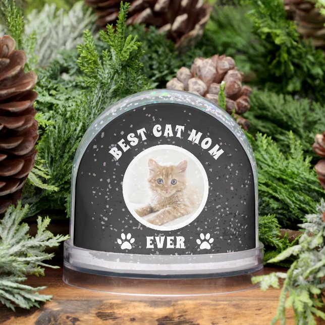 Best Cat Mom Ever Custom Photo Personalized Schneekugeln (Winter)