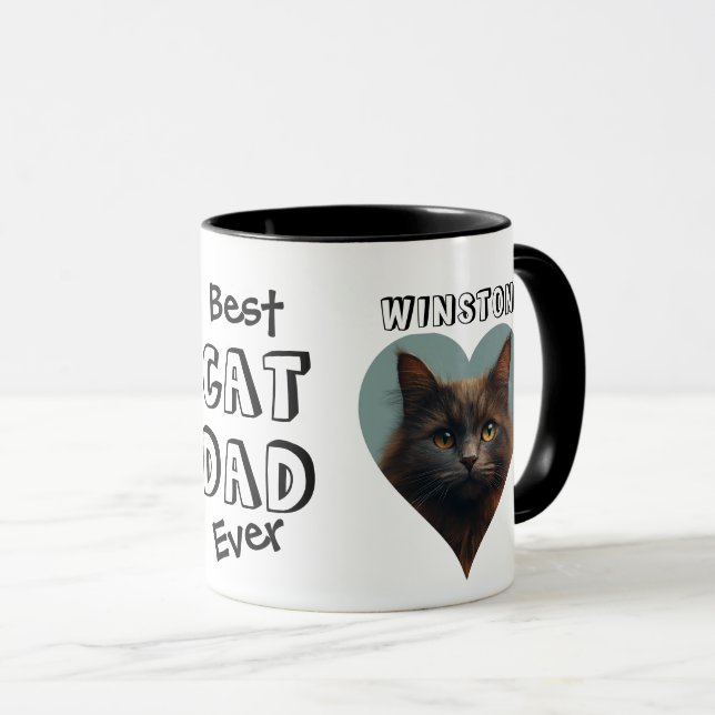 Best Cat Vater Custom Pet Foto und Name Tasse (VorderseiteRechts)