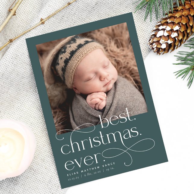 Best Christmas Ever Holiday Birth Announcement Ankündigung (Von Creator hochgeladen)