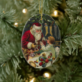 Best Christmas Wishes Victorian Santa with Child Keramik Ornament
