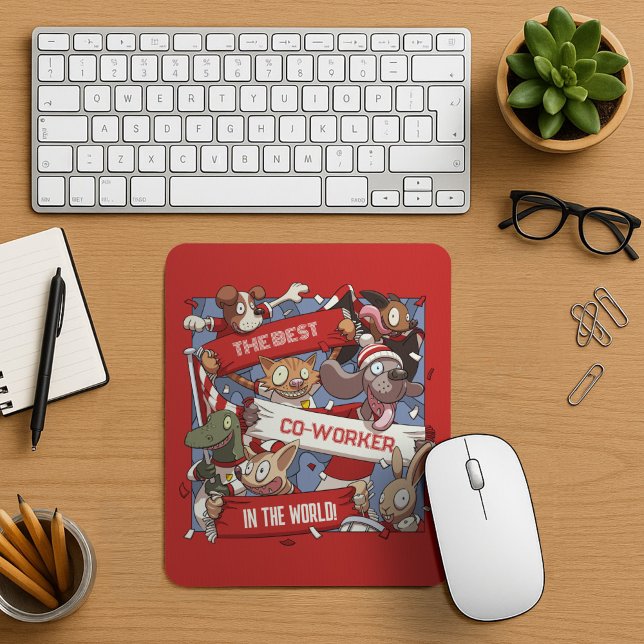 Best Co-Worker Funny Animal Sports Fans Cartoon Mousepad (Von Creator hochgeladen)