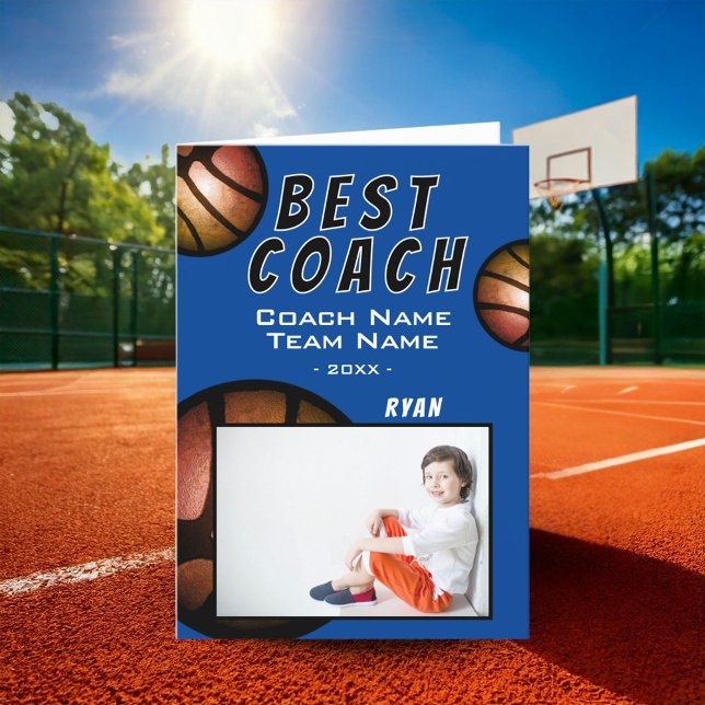 Best Coach Basketball Metallisches Foto Dankeskarte (Von Creator hochgeladen)