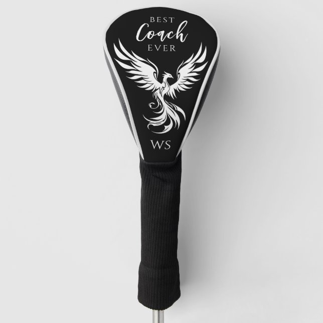 Best Coach Phoenix Monogram Initial Black & White Golf Headcover (Vorderseite)
