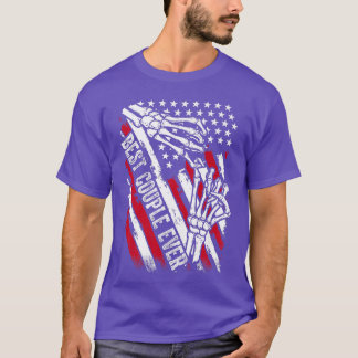 Best Couple Ever Skeleton Hands USA Flag T-Shirt
