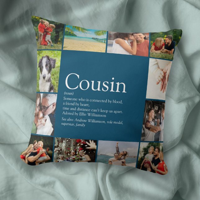 Best Cousin Ever Definition 12 Photo Collage Kissen (Best Cousin Ever Definition 12 Photo Collage Throw Pillow)