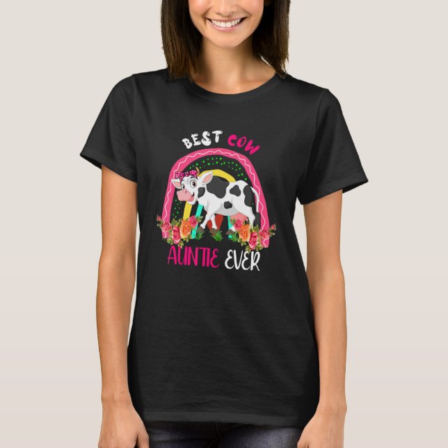Best Cow Auntie Ever Cute Cow Bow Tie Farmer Mothe T-Shirt (Vorderseite)