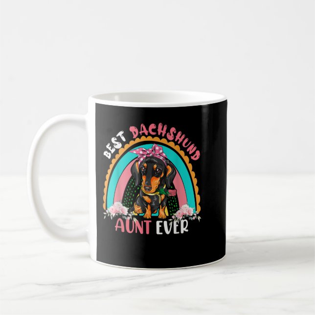 Best Dachshund Aunt Ever Cute Rainbow Flowers Dog  Kaffeetasse (Links)