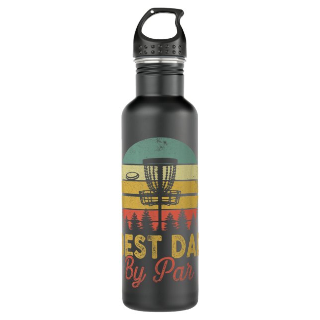 Best Dad By durch Disc Golf Funny Father's Day Edelstahlflasche (Vorderseite)