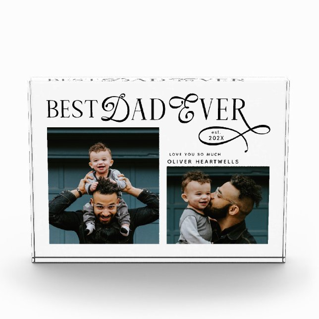  Best Dad Ever 2 Photos Modern Fathers Day Gifts Fotoblock (Vorderseite)
