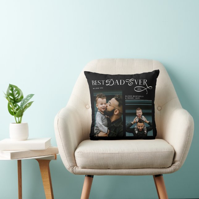  Best Dad Ever 2 Photos Modern Fathers Day Gifts Kissen (Stuhl )