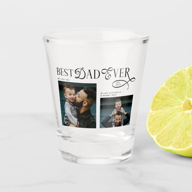  Best Dad Ever 2 Photos Modern Fathers Day Gifts Schnapsglas (Vorderseite)