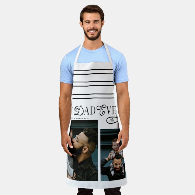  Best Dad Ever 2 Photos Modern Fathers Day Stripes Schürze (Getragen)
