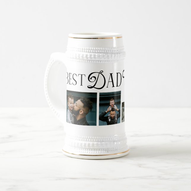 Best Dad Ever 3 Photos Heart fathers Day Gifts Bierglas (Vorderseite Links)