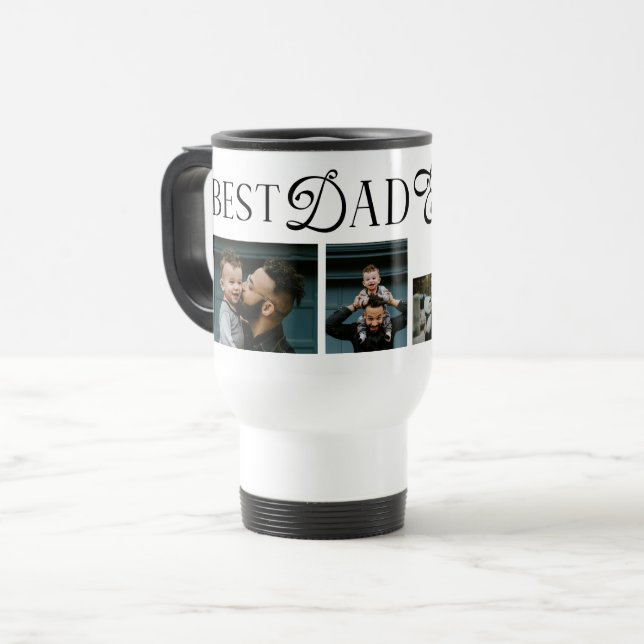 Best Dad Ever 3 Photos Heart fathers Day Gifts Reisebecher (Vorderseite Links)