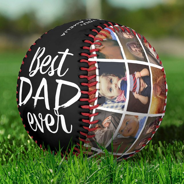 Best Dad Ever 6 Photo Collage Black Baseball (Von Creator hochgeladen)