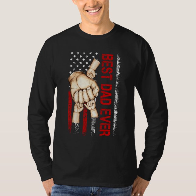 Best Dad Ever America Flag Dad Have 3 Child Father T-Shirt (Vorderseite)