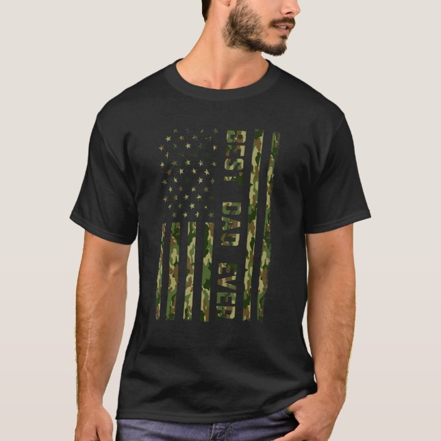Best Dad Ever American US Camouflage Flag  For Fat T-Shirt (Vorderseite)