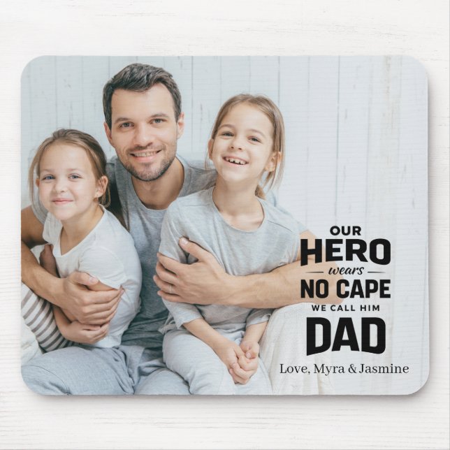 Best Dad Ever Black Custom Photo Gift From Kids  Mousepad (Vorne)