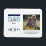 Best Dad Ever Blue Happy Father’s Day Photo Magnet<br><div class="desc">Celebrate Dad with this blue Father’s Day photo magnet designed as a sweet gift from his children. The design features the message “Best Dad Ever” with a cheerful “Happy Father’s Day” greeting, creating a simple and meaningful way for kids to show their love. Add a favorite photo and personalize it...</div>