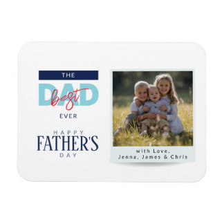 Best Dad Ever Blue Happy Father’s Day Photo Magnet