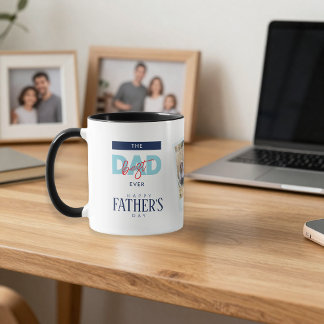 Best Dad Ever Blue Happy Father's Day Custom Photo Tasse