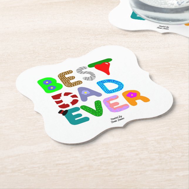Best Dad Ever Bracket Paper Coaster Untersetzer (angewinkelt)