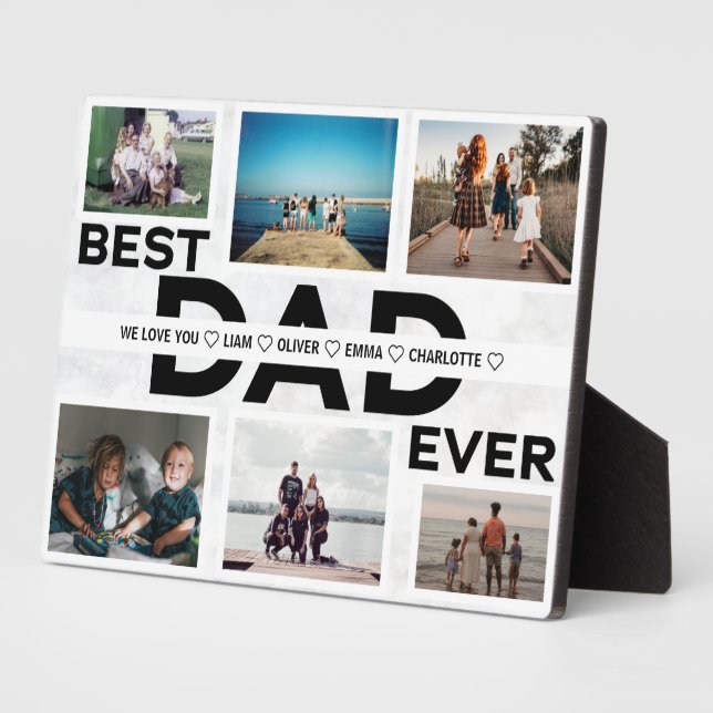 Best Dad Ever Custom Family 6 Photo Collage Fotoplatte (Seite)